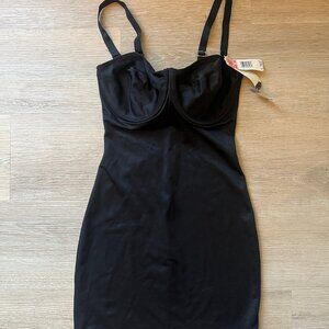 NEW! Nip Tuck & Boost Black Strapless Shapewear mini dress 36D Vintage 08381